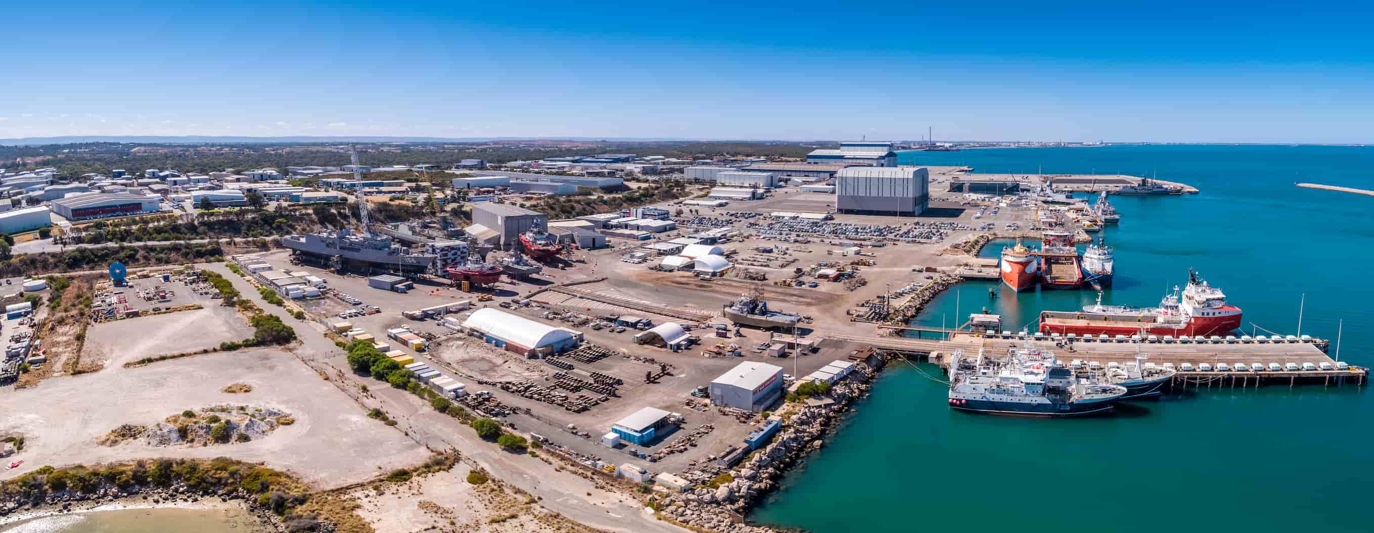 Drone photography of a port from above