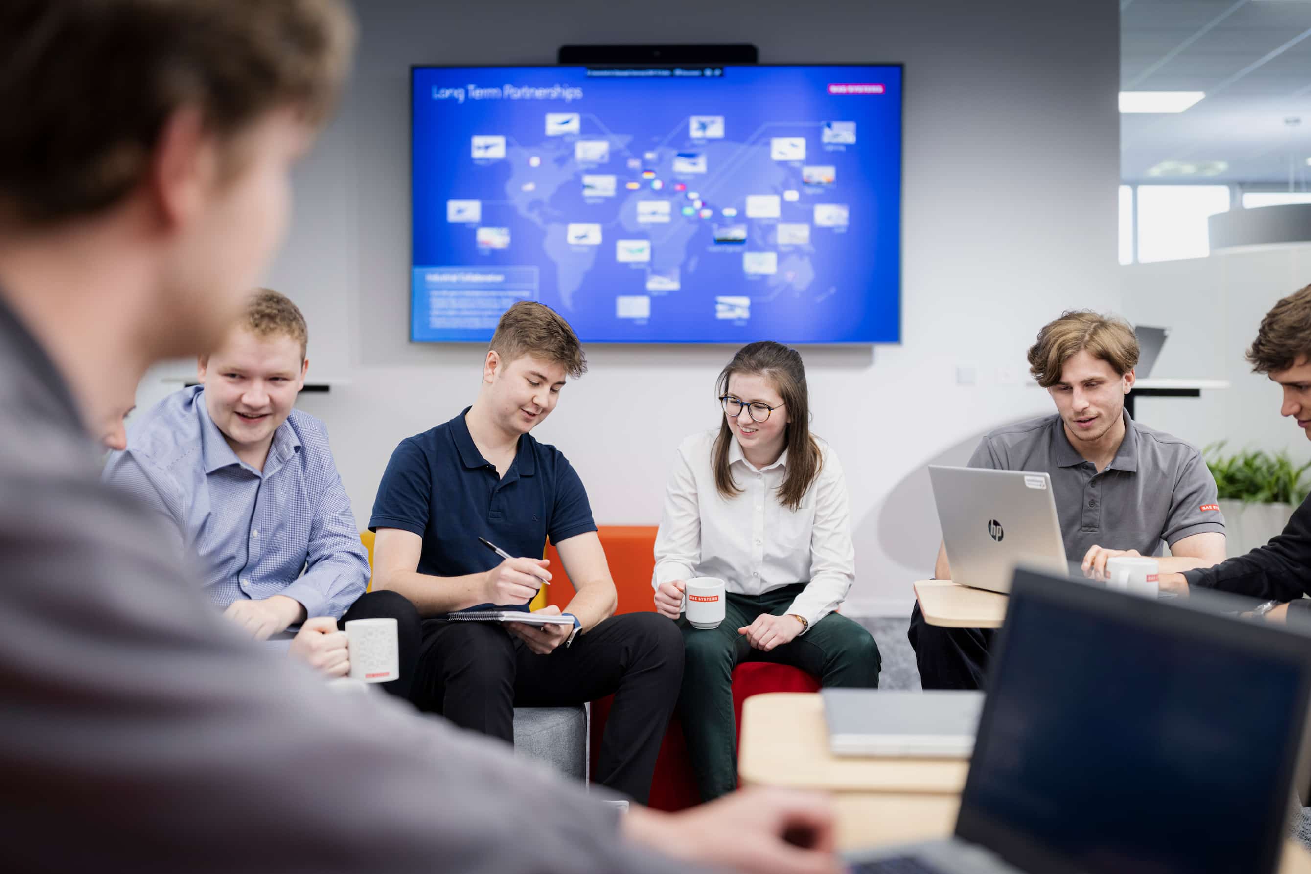 Interns in discussion group